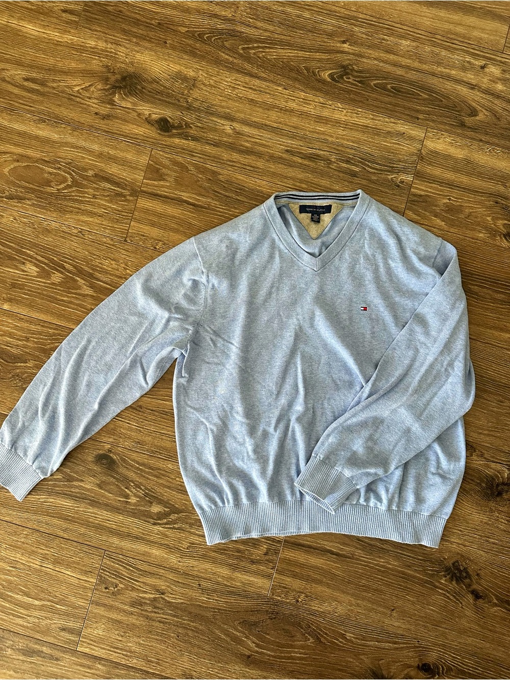 Tommy Hilfiger Sky Blue V-Neck Men's Sweater